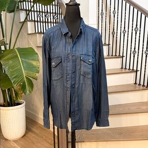 NWT The Kooples Blue Denim Button-Up Shirt (M)